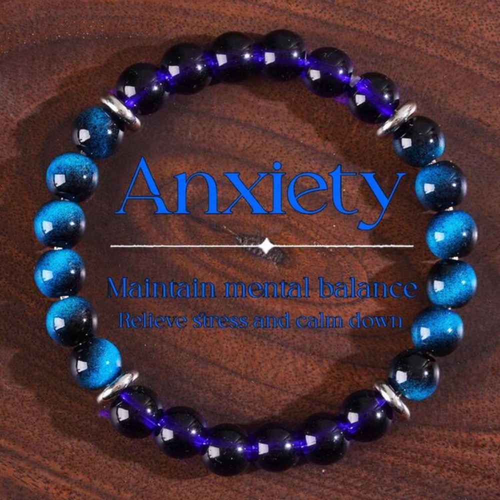 ✨ 8mm Blue Quartz Elastic Bracelet - Royal Blue Ombre, Stress Relief Gemstone,✨